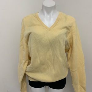 Vintage Brooks Brothers Yellow Made in England Lambwool Cardigan Sweater Mens M